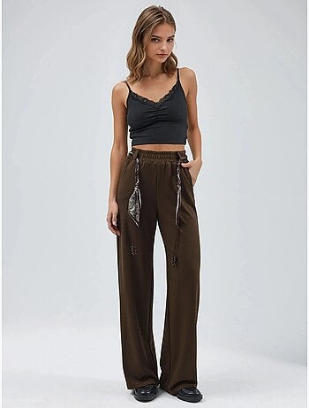 Pantalon en maille taille haute à jambes droites