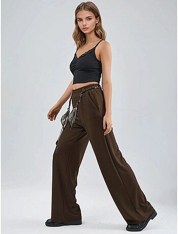 Pantalon en maille taille haute à jambes droites
