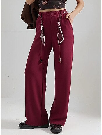 Pantalon en maille taille haute à jambes droites