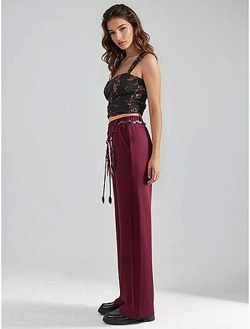 Pantalon en maille taille haute à jambes droites