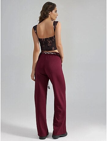 Pantalon en maille taille haute à jambes droites