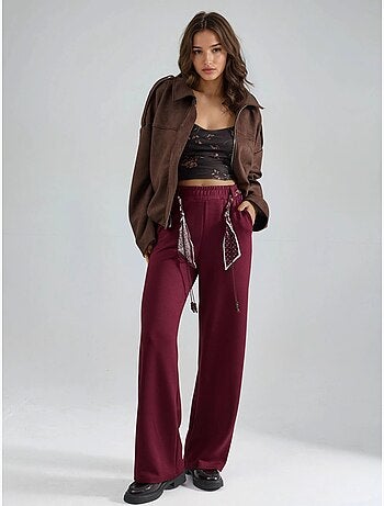 Pantalon en maille taille haute à jambes droites