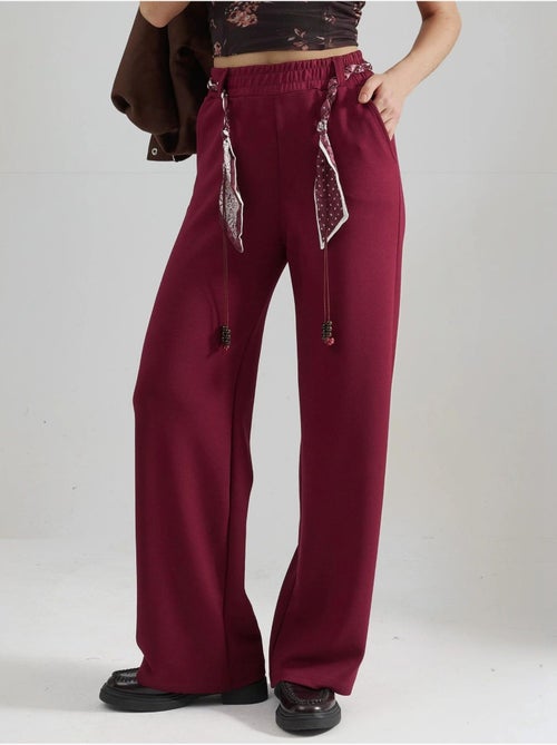 Pantalon en maille taille haute à jambes droites - Kiabi Pantalon en maille taille haute à jambes droites - Kiabi