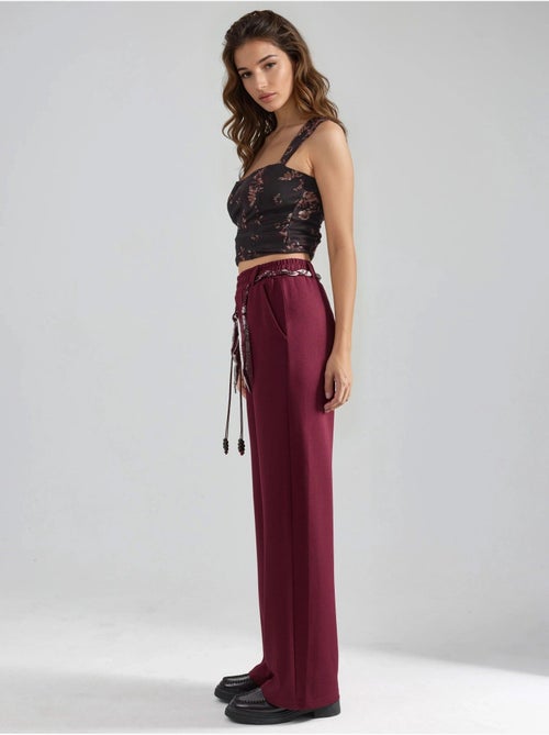 Pantalon en maille taille haute à jambes droites - Kiabi Pantalon en maille taille haute à jambes droites - Kiabi