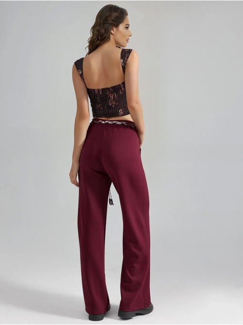 Pantalon en maille taille haute à jambes droites - Kiabi Pantalon en maille taille haute à jambes droites - Kiabi