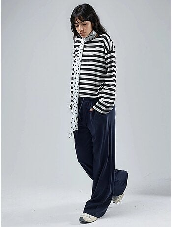 Pantalon en maille taille haute et jambes larges busem