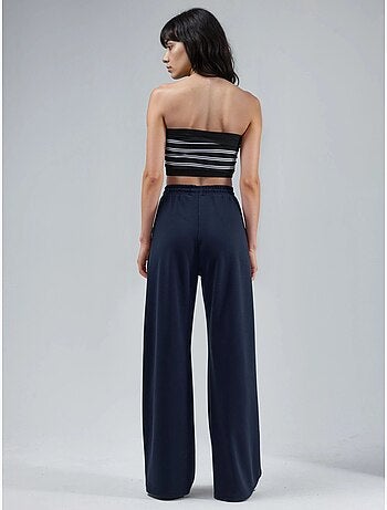 Pantalon en maille taille haute et jambes larges busem