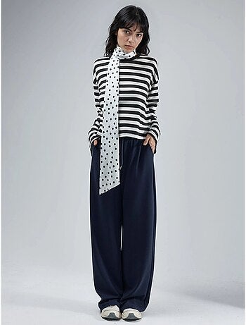 Pantalon en maille taille haute et jambes larges busem