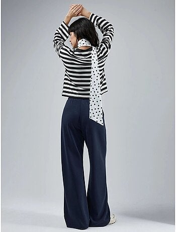 Pantalon en maille taille haute et jambes larges busem