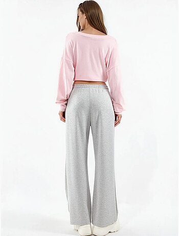 Pantalon en maille taille haute et jambes larges busem