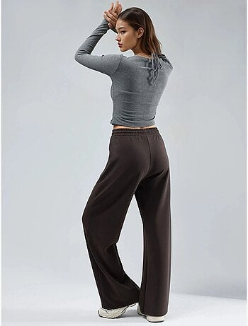 Pantalon en maille taille haute et jambes larges busem