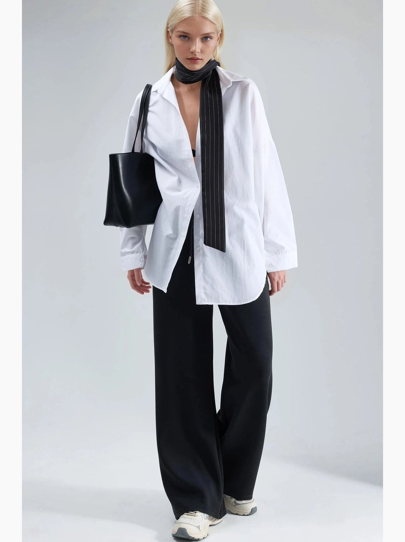 Pantalon en maille taille haute et jambes larges busem Noir - Kiabi