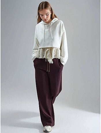 Pantalon en maille taille haute et jambes larges busem