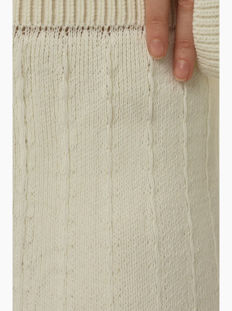 Pantalon en maille texturée jambe large hiccup Beige naturel - Kiabi