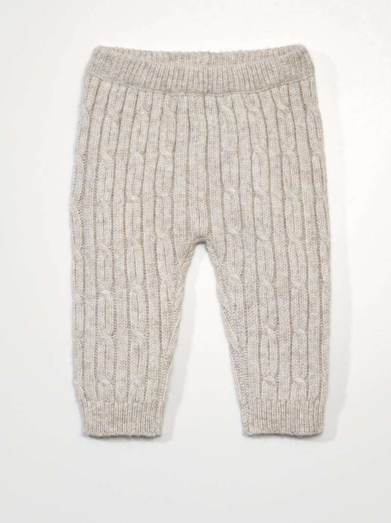 Pantalon en maille tricot épaisse Beige - Kiabi