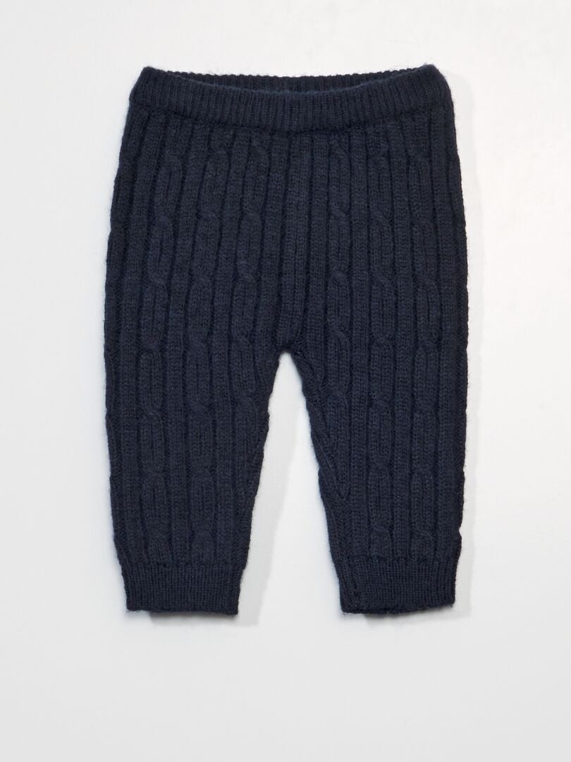 Pantalon en maille tricot épaisse bleu marine - Kiabi