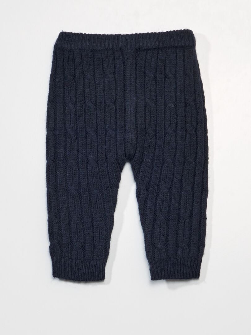 Pantalon en maille tricot épaisse bleu marine - Kiabi