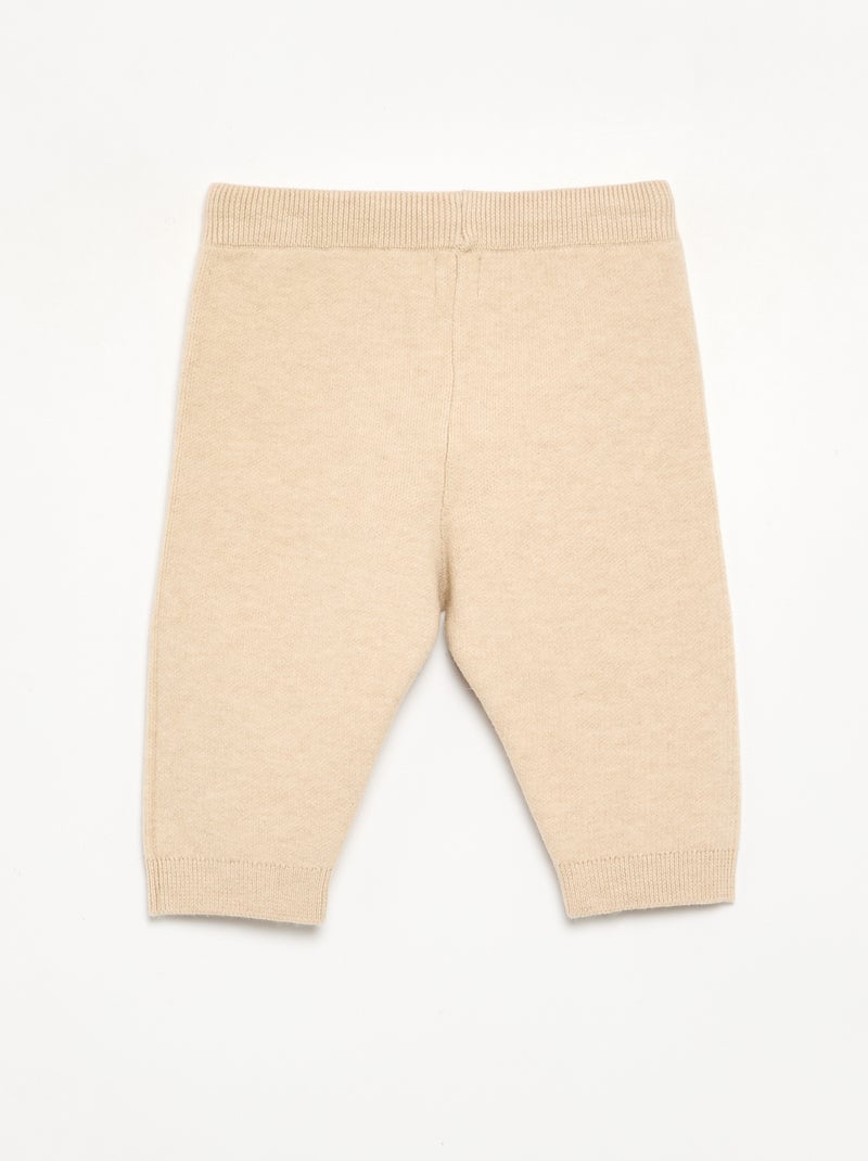 Pantalon en maille uni Beige - Kiabi