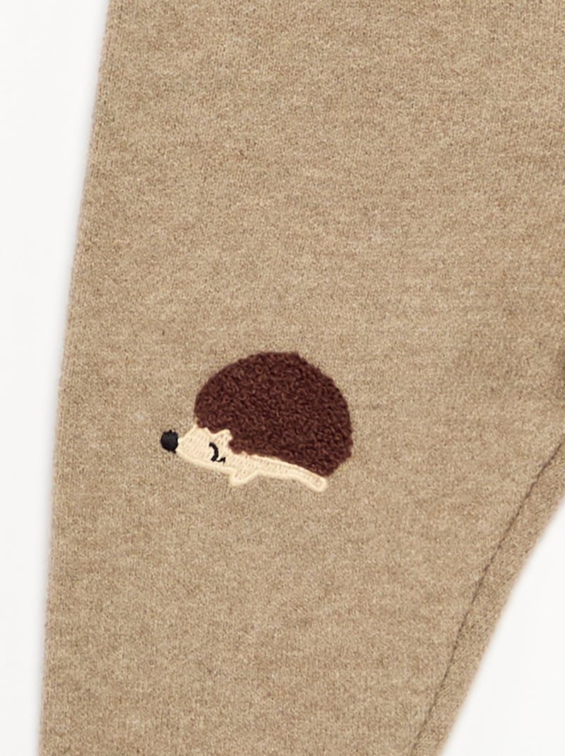 Pantalon en maille uni Beige - Kiabi