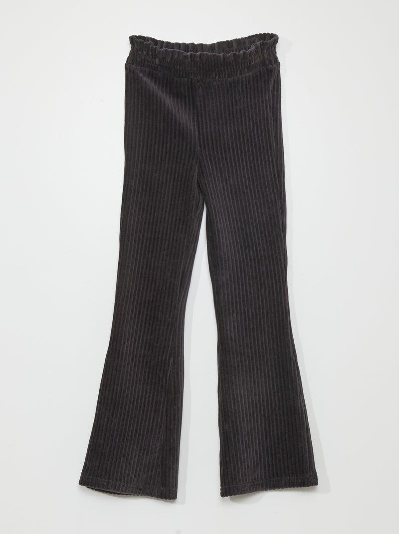 Pantalon en maille velours côtelée Noir - Kiabi