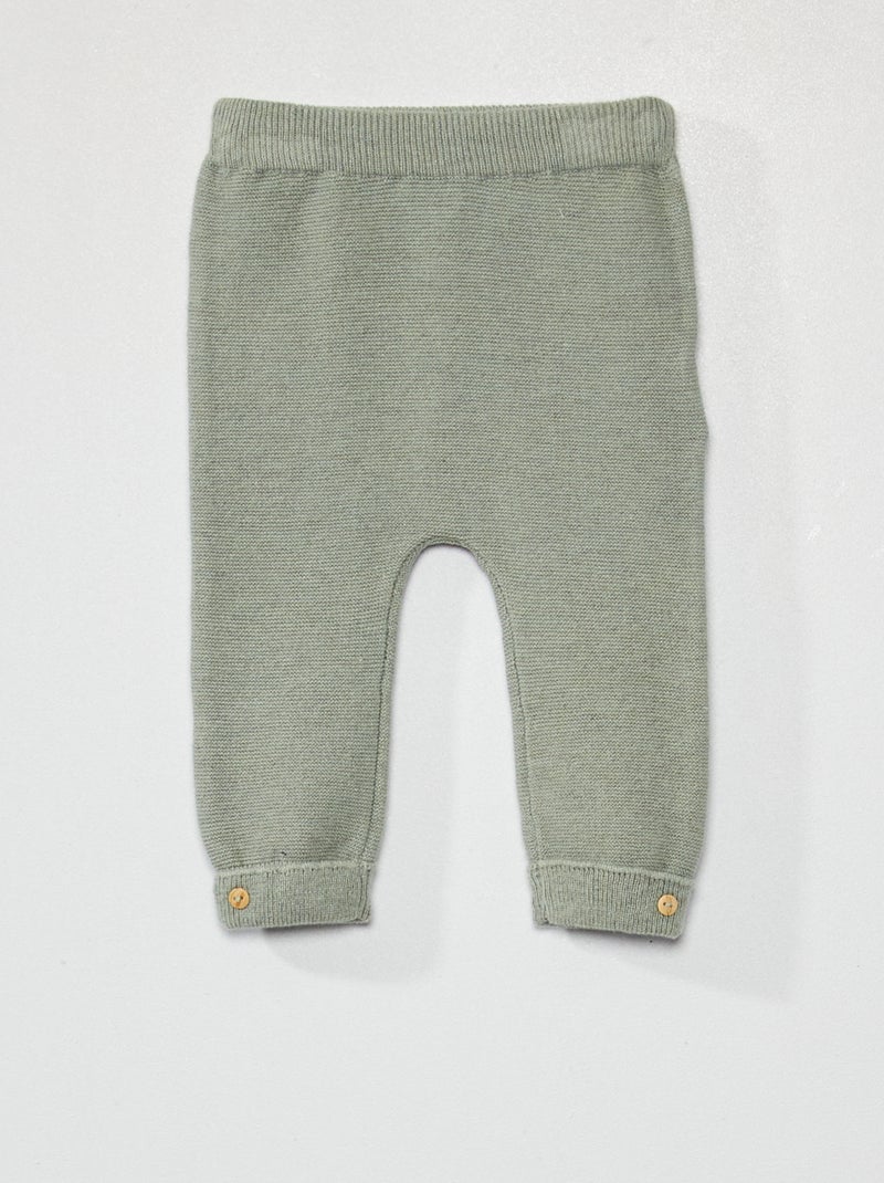Pantalon en maille vert gris - Kiabi