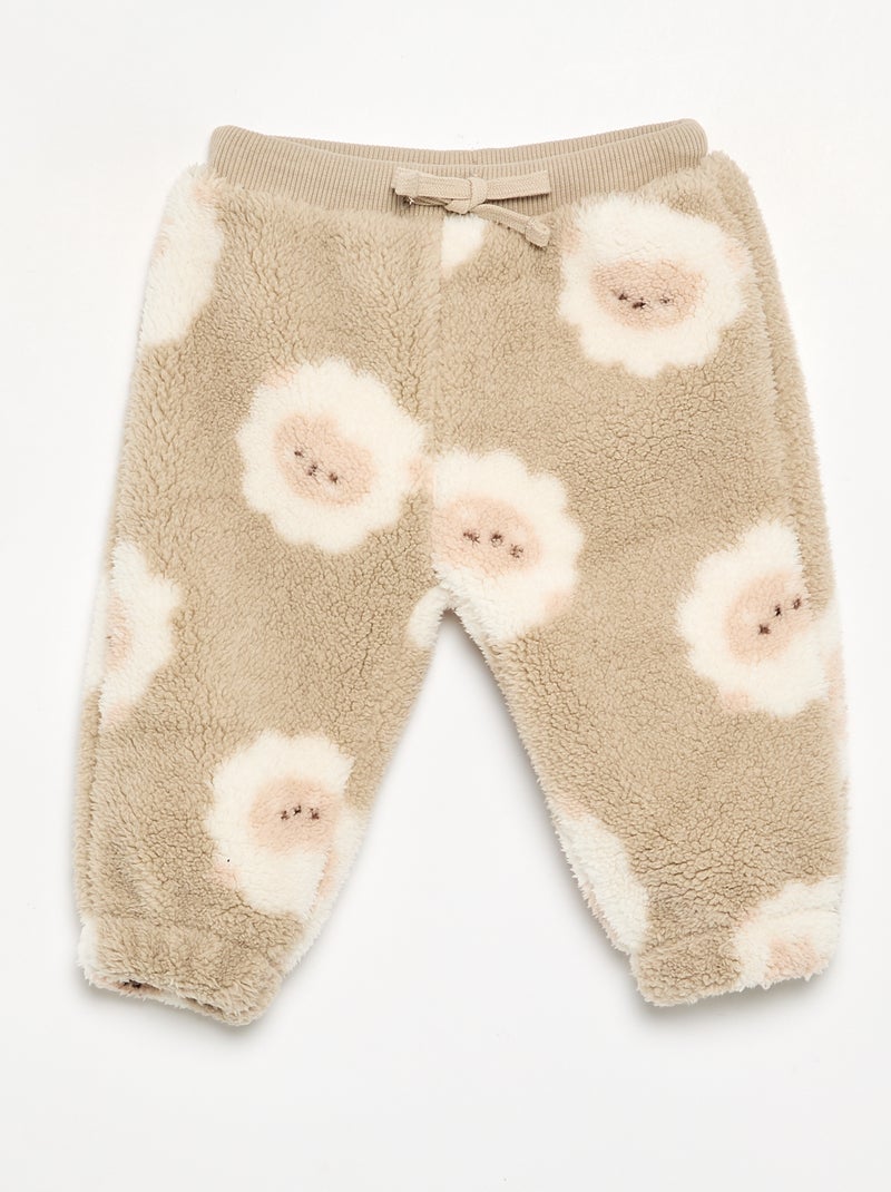 Pantalon en matière effet moutonné Beige - Kiabi