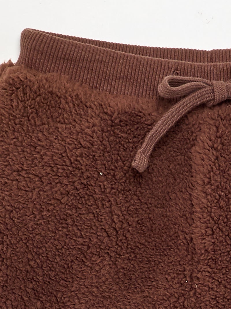 Pantalon en matière effet moutonné Marron - Kiabi