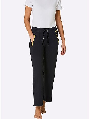 Pantalon large en matière sweat avec ceinture coulissante et poches zippées - Taille courte - Witt