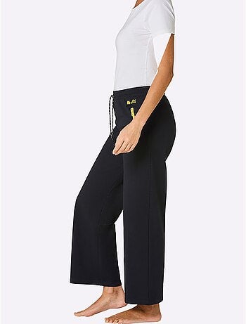 Pantalon large en matière sweat avec ceinture coulissante et poches zippées - Taille courte - Witt