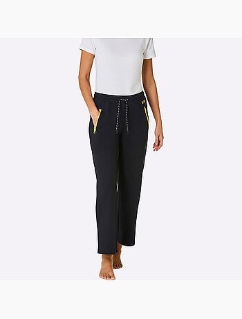 Pantalon large en matière sweat avec ceinture coulissante et poches zippées - Taille courte - Witt