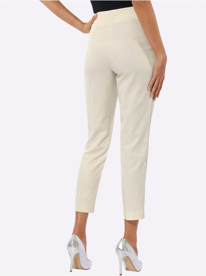 Pantalon En Mélange De Lyocell Nervures Décoratives - Taille Standard - Helline Ivoire - Kiabi