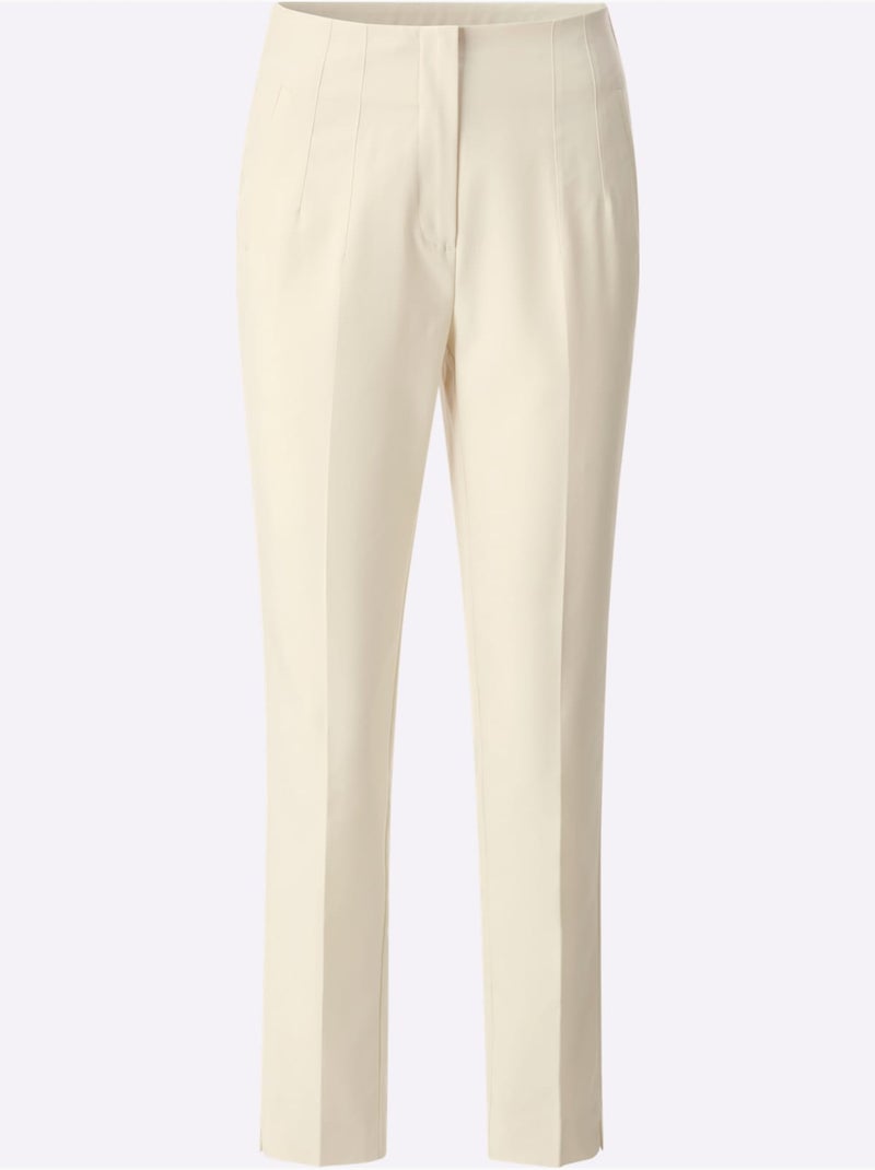 Pantalon En Mélange De Lyocell Nervures Décoratives - Taille Standard - Helline Ivoire - Kiabi