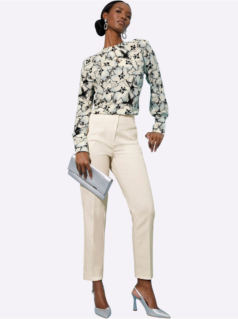 Pantalon En Mélange De Lyocell Nervures Décoratives - Taille Standard - Helline Ivoire - Kiabi
