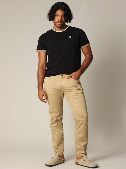 Pantalon en micro twill avec braguette à fermeture à glissière 'Deeluxe' - Kiabi