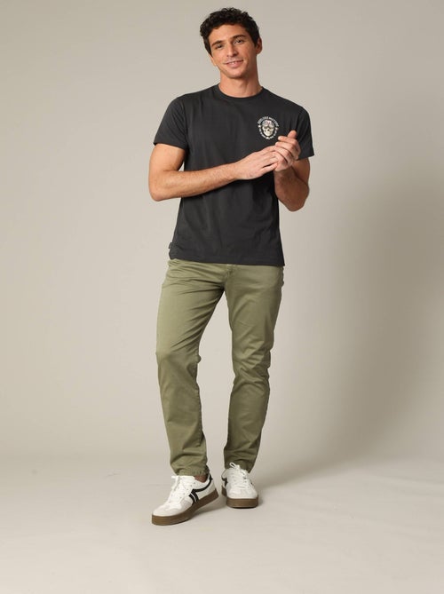 Pantalon en micro twill avec braguette à fermeture à glissière 'Deeluxe' - Kiabi