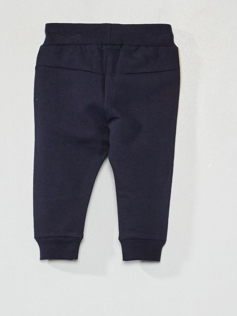 Pantalon en molleton avec bandes contrastantes bleu marine - Kiabi