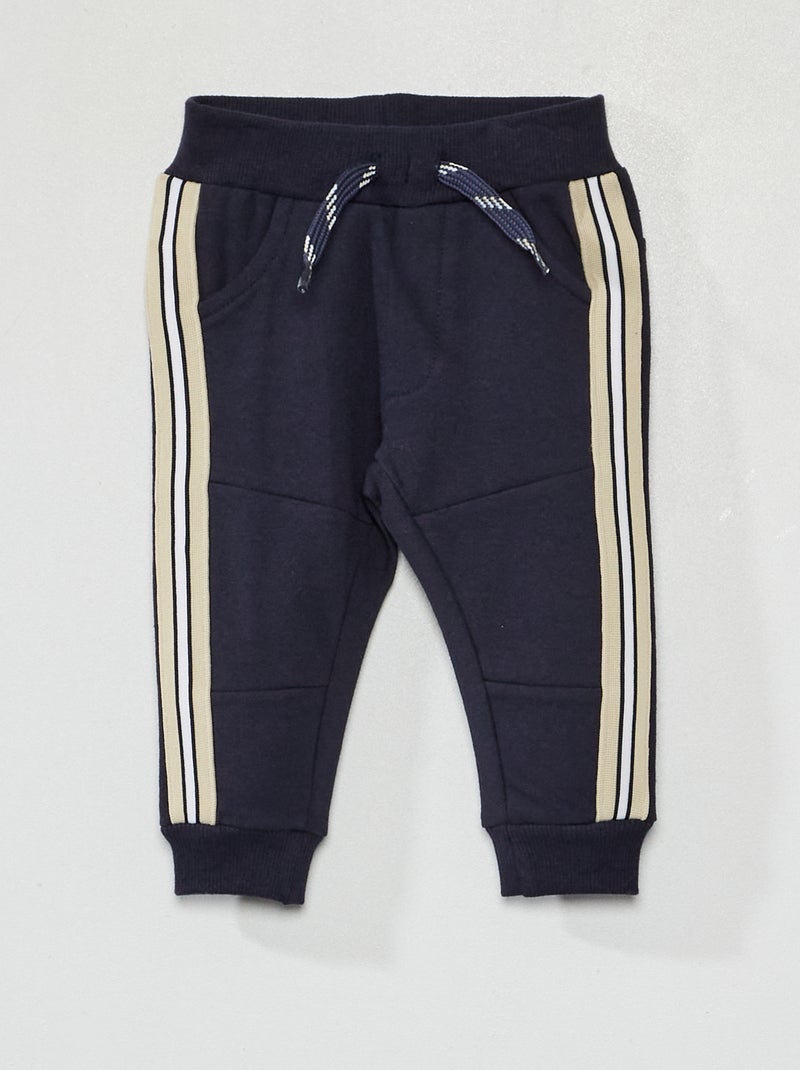 Pantalon en molleton avec bandes contrastantes bleu marine - Kiabi