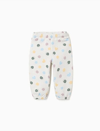 Pantalon en molleton avec doublure en coton peigné et motif à pois