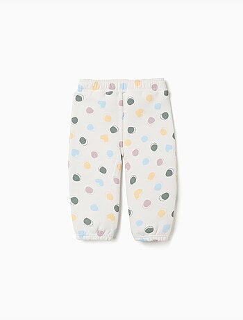 Pantalon en molleton avec doublure en coton peigné et motif à pois