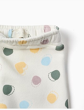 Pantalon en molleton avec doublure en coton peigné et motif à pois