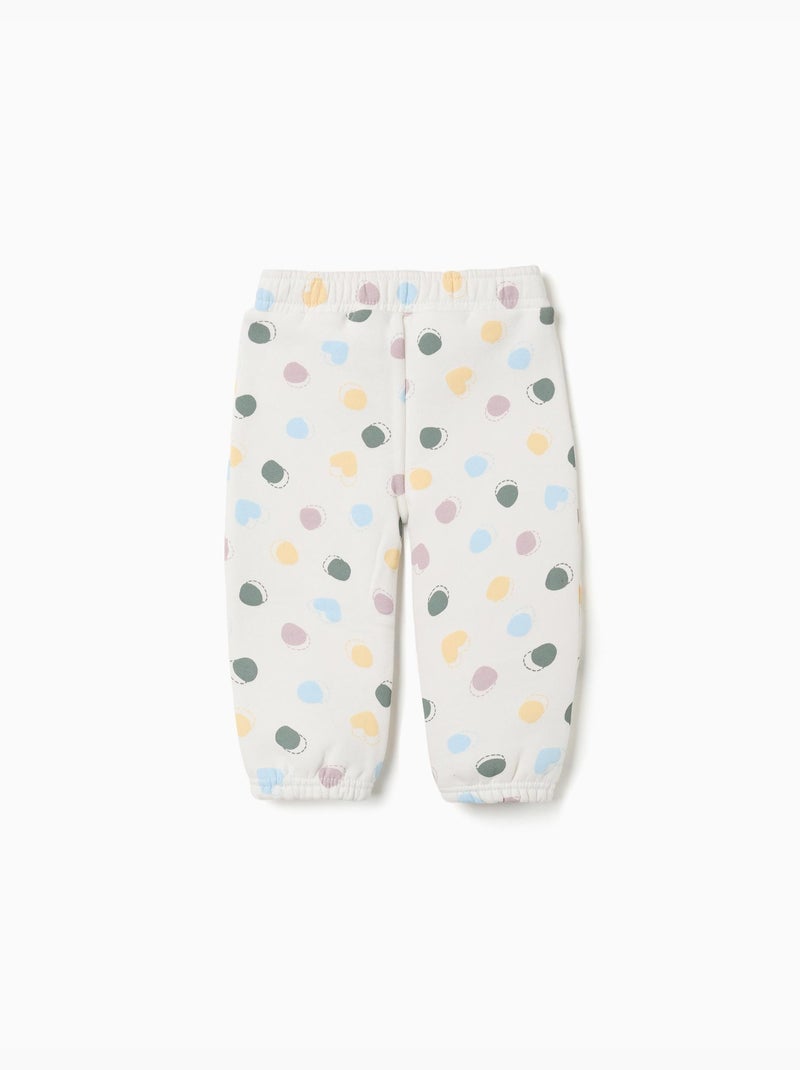 Pantalon en molleton avec doublure en coton peigné et motif à pois Blanc - Kiabi