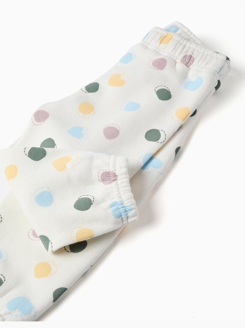 Pantalon en molleton avec doublure en coton peigné et motif à pois Blanc - Kiabi