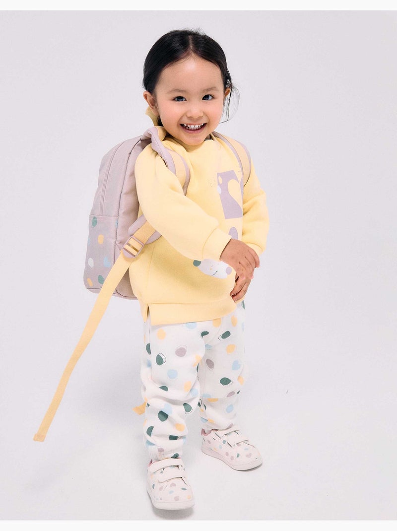 Pantalon en molleton avec doublure en coton peigné et motif à pois Blanc - Kiabi