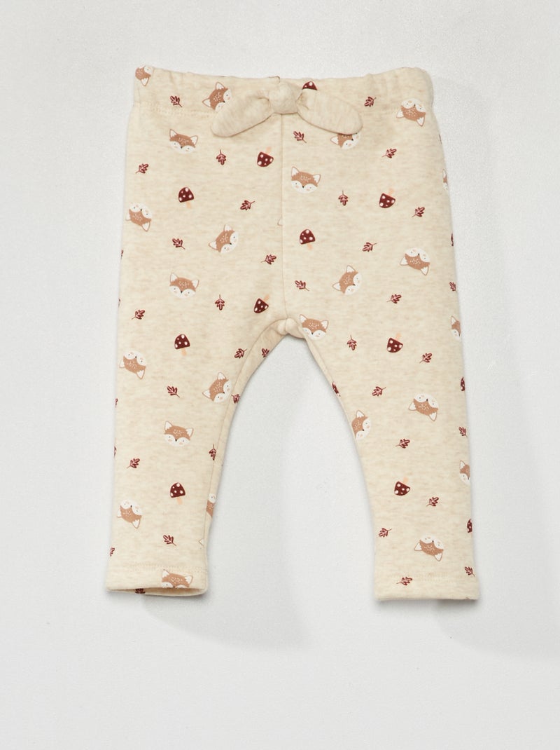 Pantalon en molleton avec imprimé - Toujours + chaud Beige - Kiabi