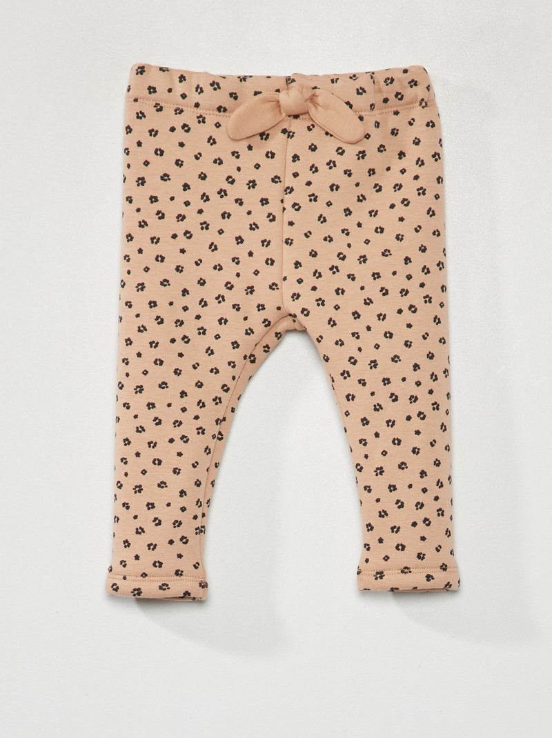 Pantalon en molleton avec imprimé - Toujours + chaud Beige - Kiabi
