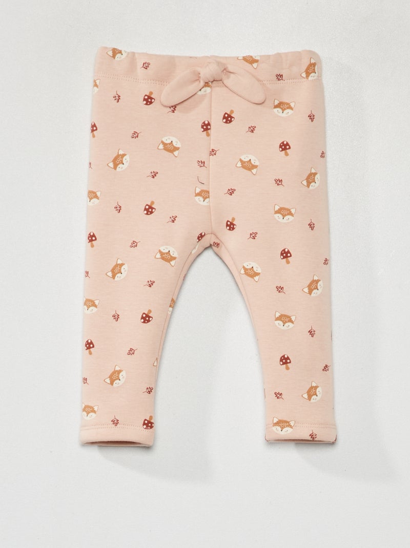 Pantalon en molleton avec imprimé - Toujours + chaud Rose - Kiabi
