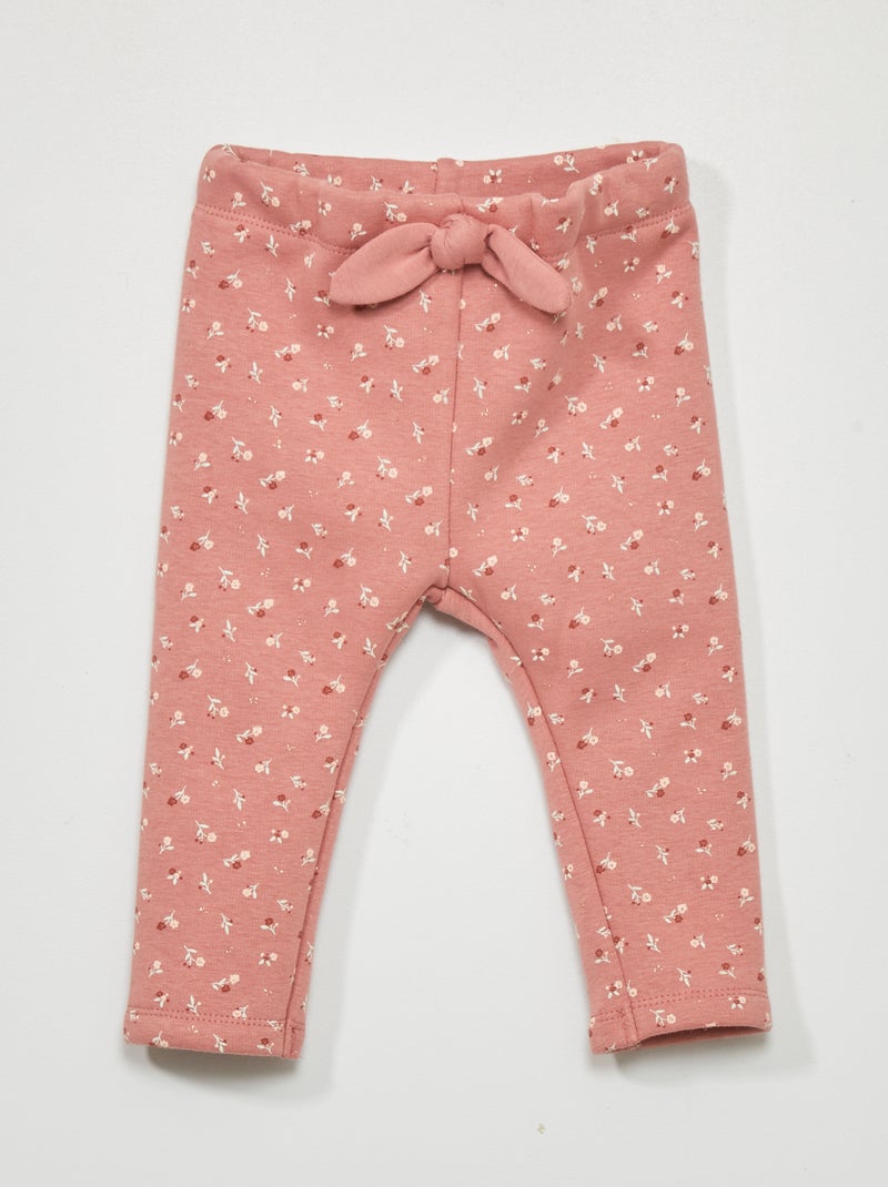 Pantalon en molleton avec imprimé - Toujours + chaud Rose fleuri - Kiabi