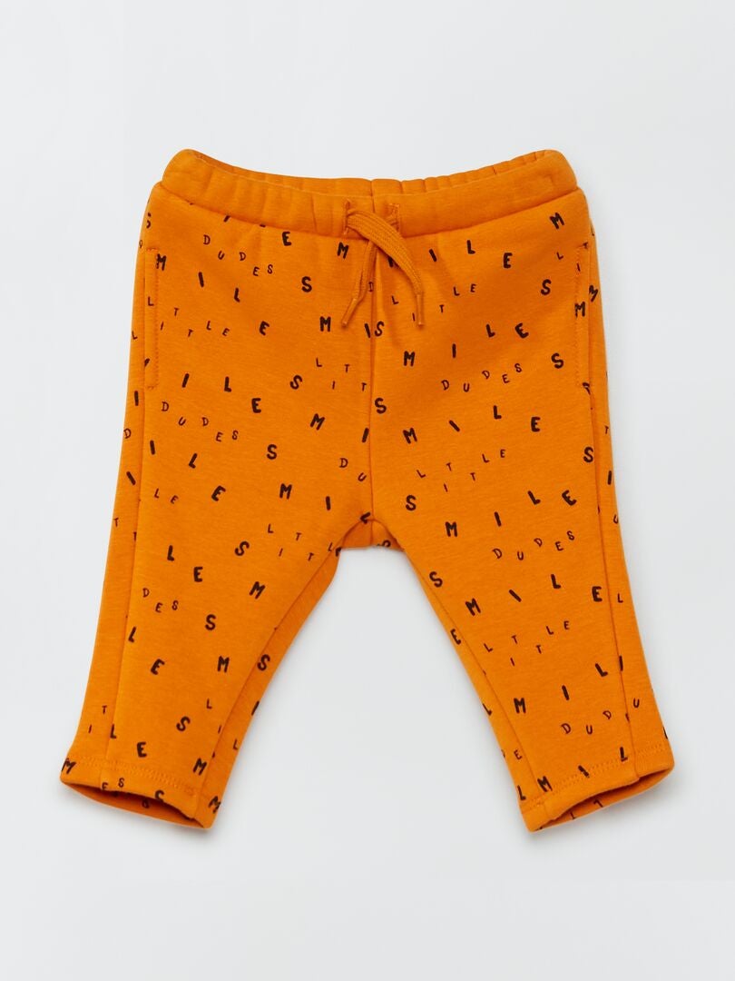 Pantalon en molleton avec imprimé Orange - Kiabi