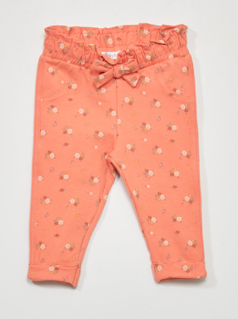 Pantalon en molleton avec imprimé Rose - Kiabi