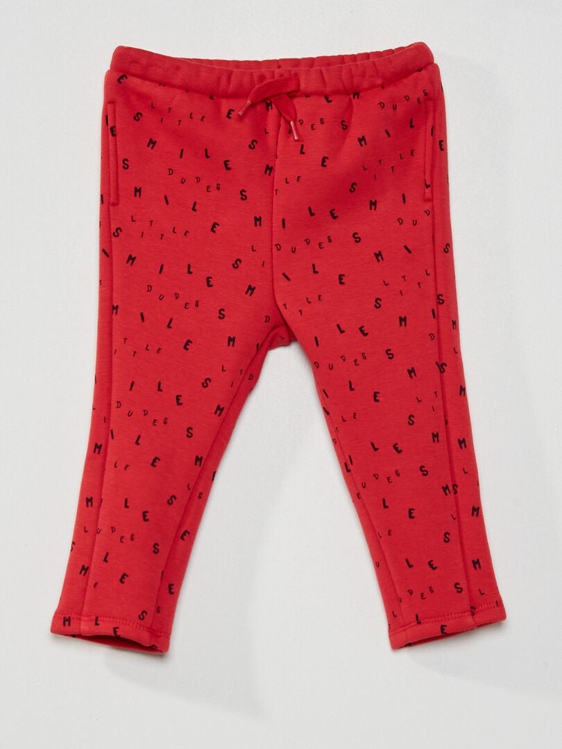 Pantalon en molleton avec imprimé Rouge - Kiabi